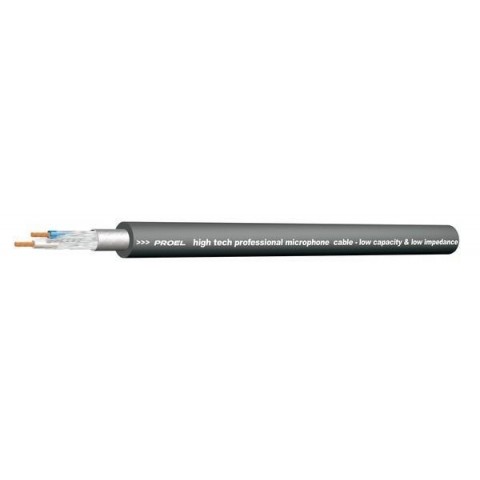 PROEL Mikrofonkábel(2 x 0,22 mm2) magas minőség fekete PVC Ø 6,50 mm (100m-es bund)