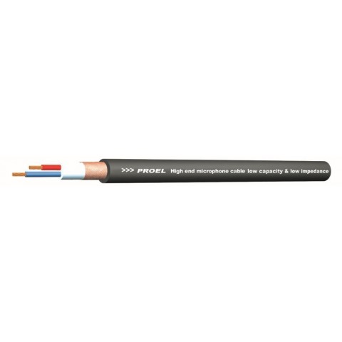 PROEL Mikrofonkábel(2 x 0,50 mm2) magas minőség fekete PVC Ø 7 mm (100m-es bund)
