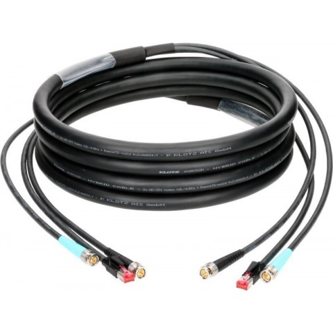 Klotz CAT5e és 12G SDI videó hibrid kábel RJ45 + 2 x UHD BNCPro - 5m
