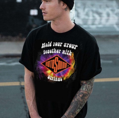 Rotosound Fekete póló középen felirat és nagy rotosound logó 100% pamut XL méret