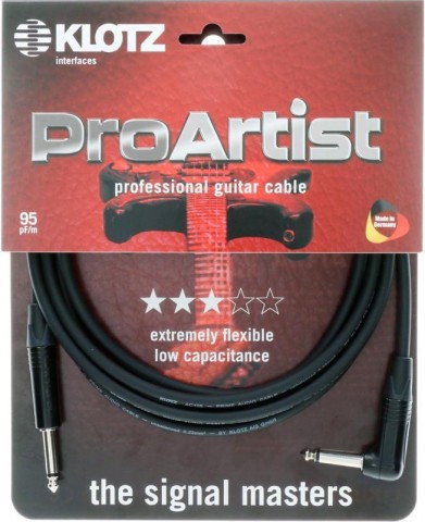 Klotz PRO ARTIST pro gitárkábel vékony fekete krómozott csatlakozókkal - 4,5m