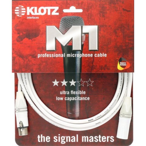 Klotz M1 stúdió mikrofon kábel - iceRock XLR 3p mama/papa fehér Neutrik - 5m