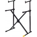 Hercules Billentyű állvány, X-tipusú, szimplavázas, 2 hangszerhez, 100 kg kapacitás