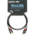 Klotz MiniLink Pro sztereó ikerkábel aranyozott fém RCA dugókkal - 0,6m