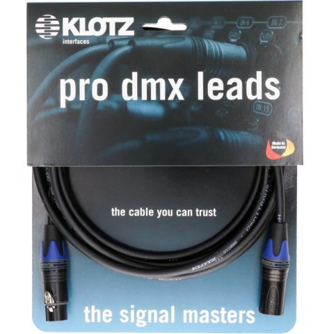 Klotz OT2000 ultra flexibilis DMX kábel XLR 3p mama/papa fekete Neutrik csatlakozók - 5m