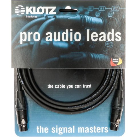 Klotz XLR adapterkábel - nemváltó XLR 3p mama/mama fekete Neutrik csatlakozók - 1m