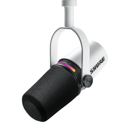 SHURE MOTIV digitális podcast mikrofon, XLR, USB-C kábel, fehér
