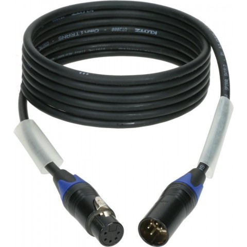 Klotz OT2000 ultra flexibilis DMX kábel XLR 5p mama/papa fekete (3 pin bekötve) Neutrik - 1,5m