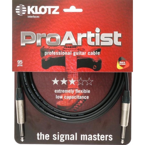 Klotz PRO ARTIST pro gitárkábel nikkel csatlakozókkal és nikkelezett érintkezőkkel - Neutrik - 4,5m