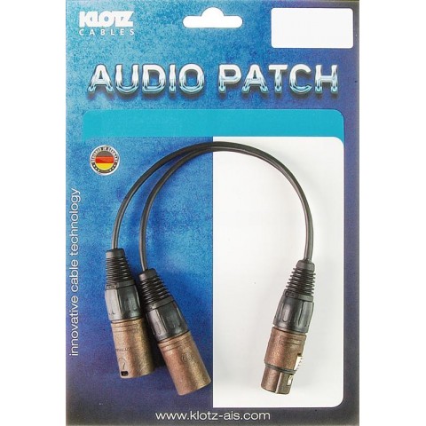 Klotz XLR 3p mama - 2x XLR 3p papa / Neutrik Y adapter - mono - 0,2m