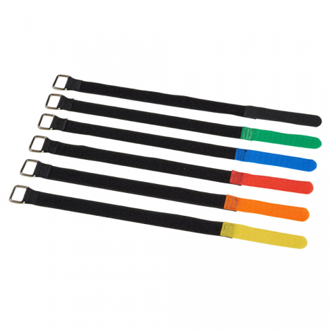 RockBoard Kábelkötegelők újrahasználható fekete 10 db közepes fémgyűrű Hook & Loop