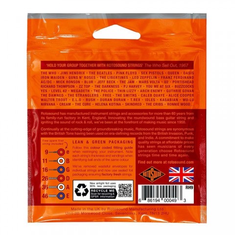 Rotosound Nikkel elektromos gitár húrkészlet hybrid 9 11 16 26 36 46