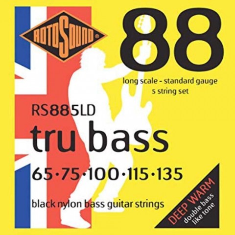 Rotosound Basszusgitár húrkészlet fekete nylon köszörült 5 húr 65-135