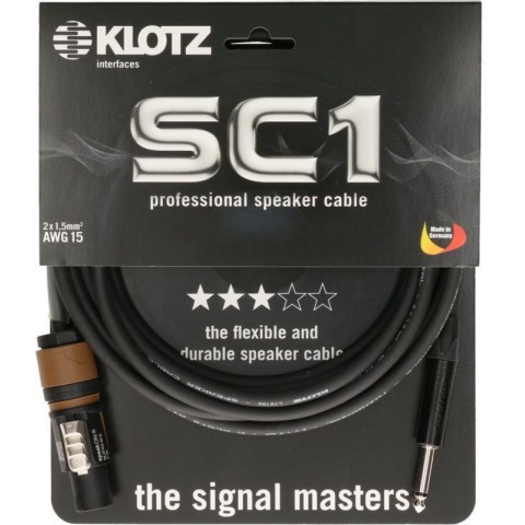 Klotz 2 x 1,5 mm² hangfalkábel PVC speakON 2p mama (NL2FXX) - jack 2p papa - 1m