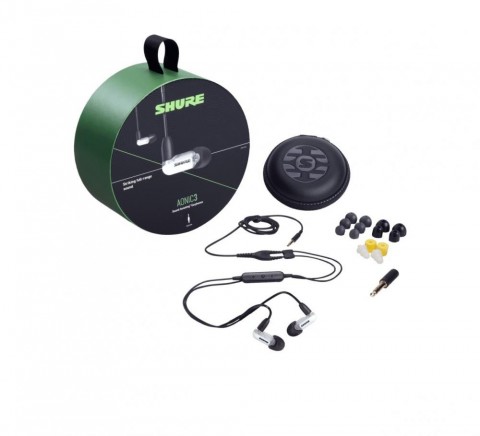 SHURE AONIC3 fülhallgató kábelbe épített vezérlés és mikrofon RMCE-UNI 3,5mm jack fehér