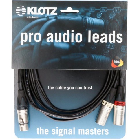 Klotz SMY sztereó mikrofon Y-kábel XLR 5p mama - 2 x XLR 3p papa Neutrik csatlakozók - 5m