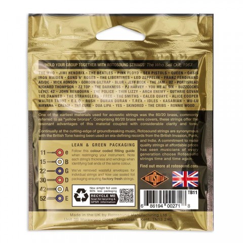 Rotosound Akusztikus gitár húrkészlet 80/20 bronz 11 15 22 30 42 52