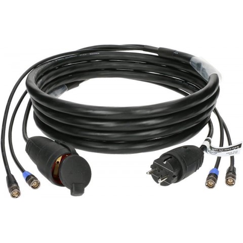 Klotz 6G SDI videó és táp 3G1.5 hibrid kábel 2 x UHD BNC + Schuko - 10m