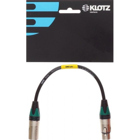 Klotz XLR 3p mama - XLR 3p papa / Neutrik XLR adapter - földfelhúzással - 0,2m