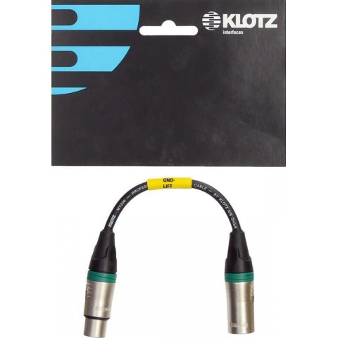 Klotz XLR 3p mama - XLR 3p papa / Klotz XLR adapter - földfelhúzással - 0,2m