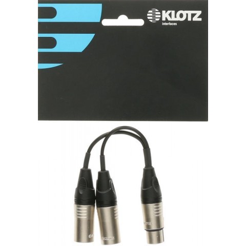 Klotz XLR 3p mama - 2 x XLR 3p papa / Klotz XLR y-adapter - 0,2m