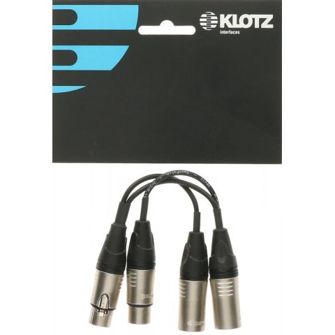 Klotz 2 x XLR 3p mama - 2 x XLR 3p papa / Klotz XLR z-adapter - 0,2m