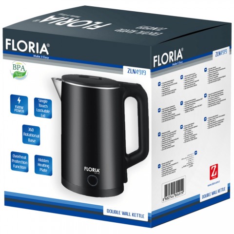 Floria Vízforraló 1500W 2 liter dupla falú ház ZLN4919 Floria Vízforraló 1500W 2 liter dupla falú ház ZLN4919
