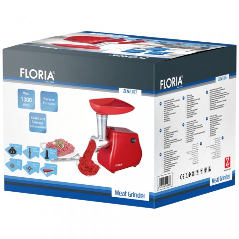 Floria ZLN2387 Elektromos húsdaráló 1300W - piros Floria ZLN2387 Elektromos húsdaráló 1300W - piros
