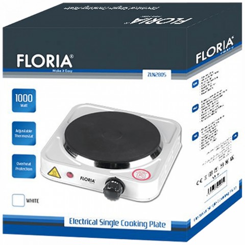 Floria ZLN2805 1 személyes elektromos főzőlap 15cm - 1000W - fehér Floria ZLN2805 1 személyes elektromos főzőlap 15cm - 1000W - fehér