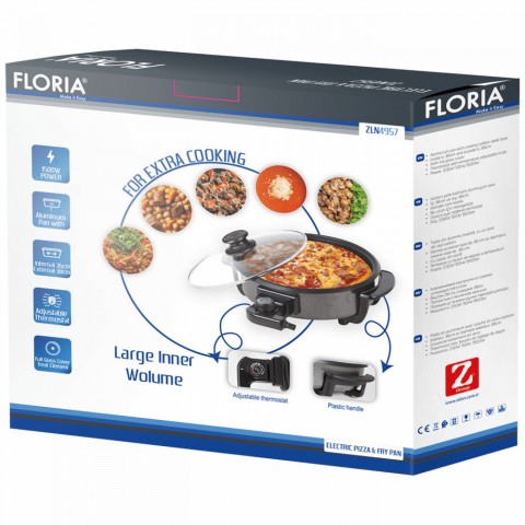 Floria ZLN4957 Kerek elektromos pizza serpenyő 36/38cm - 1500W - fekete