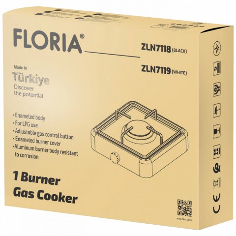 Floria ZLN7118 Gáztűzhely 1 égős fekete