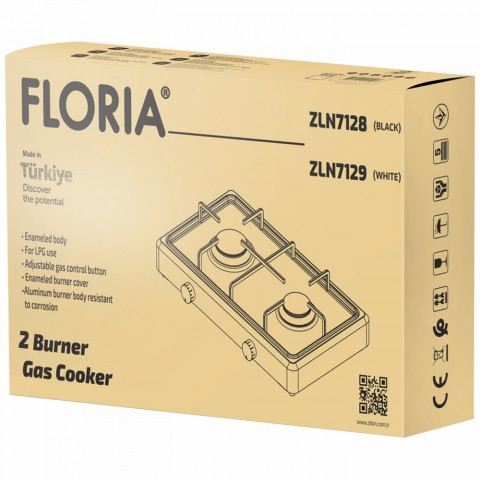 Floria ZLN7129 Gáztűzhely 2 égős fehér