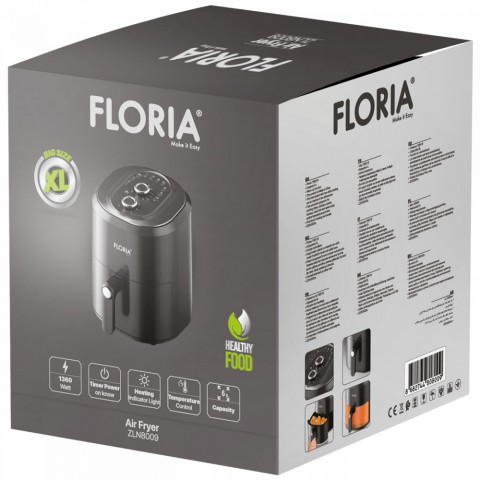 Floria ZLN8009 Forrólevegős sütő air fryer 1360W 6L fekete Floria ZLN8009 Forrólevegős sütő air fryer 1360W 6L fekete