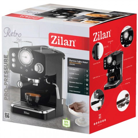 Zilan ZLN2991 Retro eszpresszó kávéfőző – 1100 W 1,25 l fekete