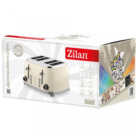 Zilan ZLN1214 Retro kenyérpirító  4 szeletes 1500 W fehér