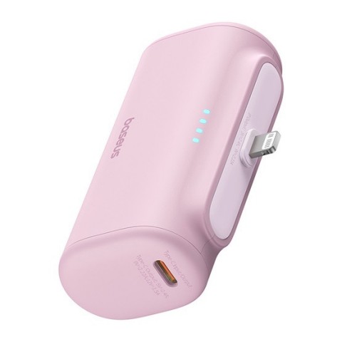 Baseus Compact 20W gyorstöltő powerbank 5000mAh iPhone csatlakozóval rózsaszín