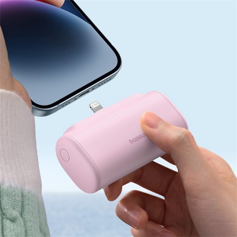 Baseus Compact 20W gyorstöltő powerbank 5000mAh iPhone csatlakozóval rózsaszín