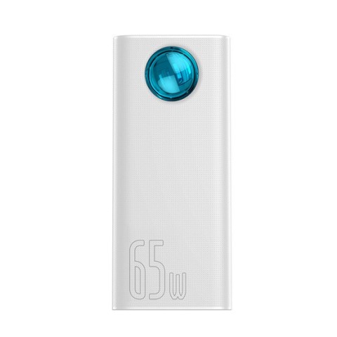 Baseus Amblight gyorstöltő powerbank 30000 mAh 65W fehér + 100W USB Type C 1m kábel
