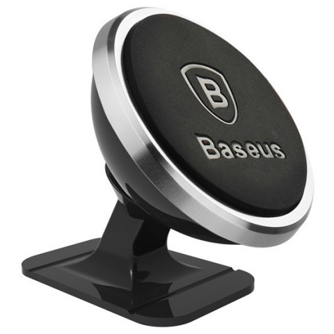 Baseus 360 fokban állítható mágneses műszerfalra rögzíthető autós telefontartó ezüst