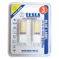 Tesla LED izzó,G9 3W 230V 300lm 3000K 360° 2 db-os szett