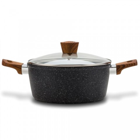 Nava 10 144-120 Nature tapadásmentes lábas kőbevonattal hőálló fogantyú üvegfedő 20 cm