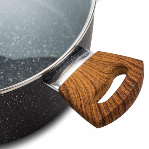 Nava 10 144-120 Nature tapadásmentes lábas kőbevonattal hőálló fogantyú üvegfedő 20 cm