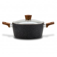 Nava 10 144-121 Nature tapadásmentes lábas kőbevonattal hőálló fogantyú üvegfedő 24 cm