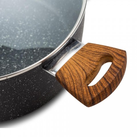 Nava 10 144-121 Nature tapadásmentes lábas kőbevonattal hőálló fogantyú üvegfedő 24 cm