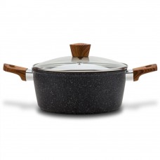 Nava 10 144-122 Nature tapadásmentes lábas kőbevonattal hőálló fogantyú üvegfedő 28 cm