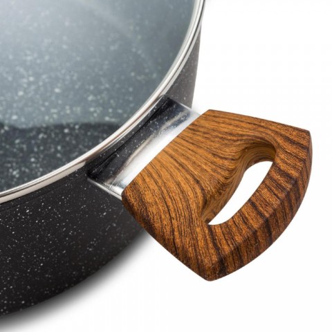 Nava 10 144-122 Nature tapadásmentes lábas kőbevonattal hőálló fogantyú üvegfedő 28 cm