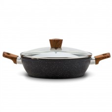Nava 10 144-130 Nature tapadásmentes pecsenyesütő kőbevonattal hőálló fogantyú üvegfedő 28 cm
