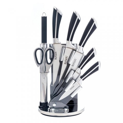 Nava 10 167-021 7db-os rozsdamentes acél késkészlet akril állvánnyal forgatható
