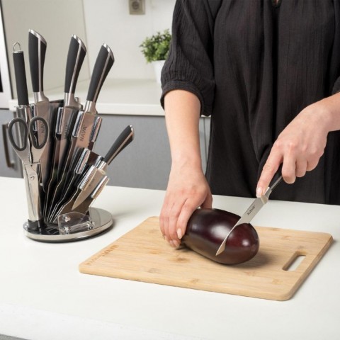 Nava 10 167-021 7db-os rozsdamentes acél késkészlet akril állvánnyal forgatható