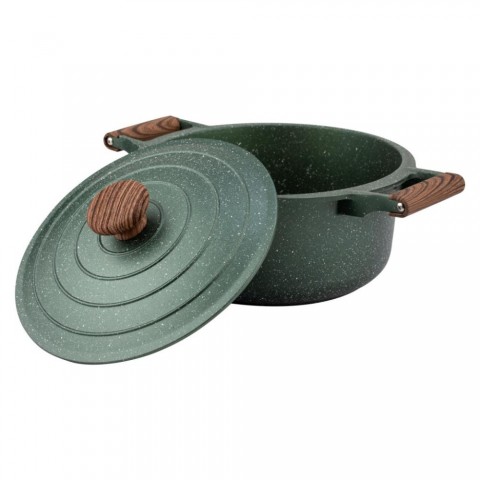 Nava 10 255-031 Ωmega tapadásmentes öntött alumínium lábas fedővel kőbevonattal 24 cm